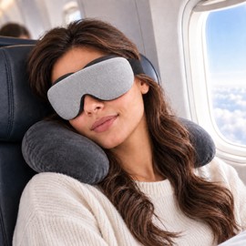 3D Contoured Sleep Mask with Deep Eye Cups, Light-Blocking Memory Foam Eye Mask with Adjustable Strap for Travel, Naps and Shift Work