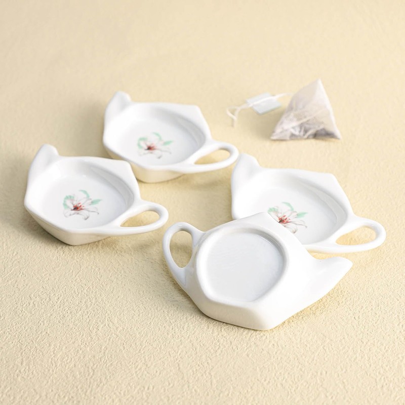 Bicuzat Ceramic Tea Bag Holders - 5 PCS Teapot Shaped