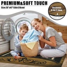 Cekene Farmhouse Laundry Room Rug Runner 20"x47" Non Slip Waterproof Laundry Runner Rug with Rubber Backing Washable Laundry Mat Brown Floor Carpet Runner for Hallway Kitchen Mudroom