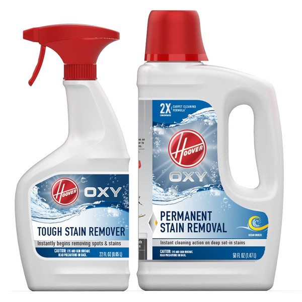 Hoover Oxy Solution Bundle, Deep Cleaning Shampoo with Stain Remover Formula, Carpet Cleaner, AH33007, White, 2 Piece Set