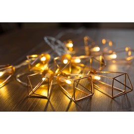 CozyHome LED Light Chain Geometric Pyramid-Shaped Copper Rose Gold