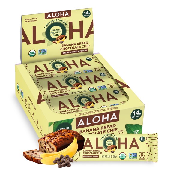ALOHA Organic Plant Based Protein Bars - Banana Bread Chocolate