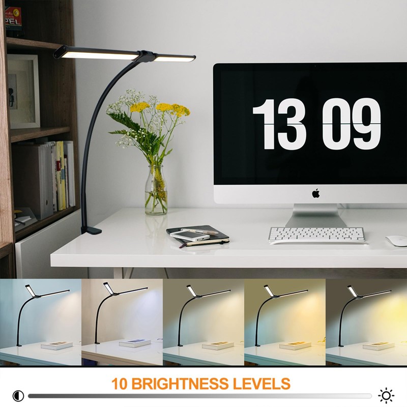 LED Desk Lamp Double Head, Eye-Caring Architect Desk Lamps for