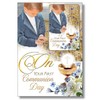 First Holy Communion Day Boy Celebration Card and Matching Prayer Card