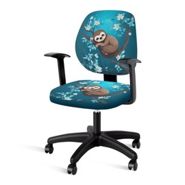 Tongluoye Cute Sloth Office Chair Covers Stretchable Computer Desk Chair Seat Cover Removable Chair Slipcover Protector for Rotating Swivel Chair Wheelchairs Gaming Chairs Padded Covers Flower