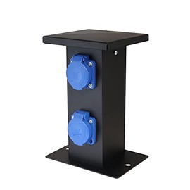 WITTKOWARE Aluminium Socket Column for Fixed Installation 2 x Schuko Black