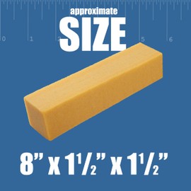 Abrasive Cleaning Stick Sandpaper Cleaner | Remove Dust and Debris from Sanding Belts & Discs | Small Natural Rubber Cleaning Block for Woodworking | 8" X 1-1/2" X 1-1/2" (Small)
