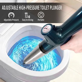 Toilet Plunger, High Pressure Toilet Plunger, Heavy-Duty Clog Remover for Toilets, Washbasin, Vegetable Basin and Floor Drain, Four Nozzles, Blue