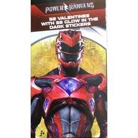 Power Rangers 32 Valentines with 32 Glow in The Dark Stickers