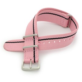 CASSIS Nylon Watch Band TYPE NATO Type Nato #141.601M 0.7 inches (18 mm) Replacement Tool Included, pink/black