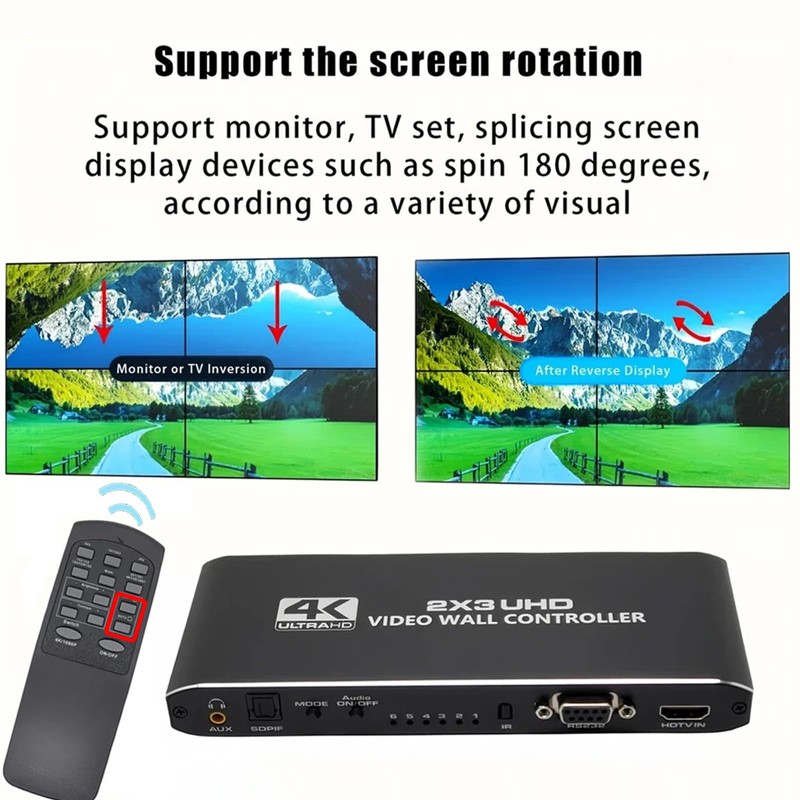 2x3 HDMI Video Wall Controller, 1080P@60Hz HDMI TV Wall Processor