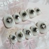 Black Cheek Twinkle Handmade Nail Tips - Stiletto L /