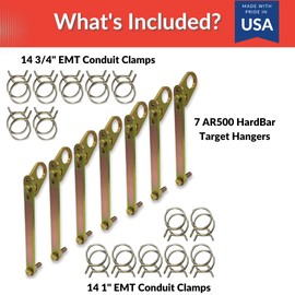 Steel Target Hanger - Set of 7 AR500 Hangers 1000pfe - AR500 Target Mount - Steel Target Hanging Kit - Hanging Targets for Shooting - Metal Target Hanger