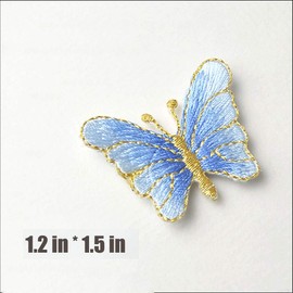 10 Pack Butterfly Iron On Patches for Backpacks, Hats, DIY Sew on Applique Patch, Vintage Embroidered Patches for Repair Clothes, Jackets, Jeans (Blue)