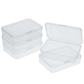 5 Pcs Mini Plastic Storage Containers Box with Lid, Small Storage Containers Travel Case 4x3x1 Inches Clear Rectangle Box Organizer for Collecting Small Items, Beads, Jewelry, Cards, Crafts