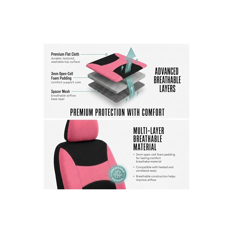 FH GROUP FB030PINK-COMBO Seat Cover Combo Set with Steering Wheel