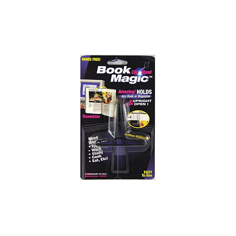 Book Magic Book Clip and Stand (Black), Portable, Metal Clip