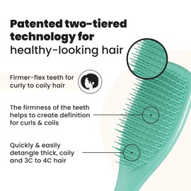 Tangle Teezer Ultimate Detangler Curly Hair Brush, Dry & Wet Hairbrush, Reduces Frizz & Breakage, for 3C to 4C Curly Hair Types, Aqua Green