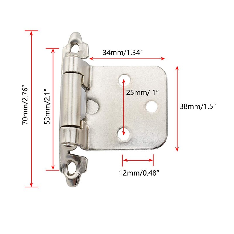 SDTC Tech 4-Pack Overlay Cabinet Door Hinges Nickel Plated Self-Closing