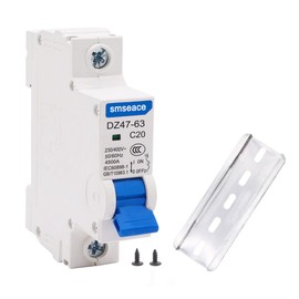 smseace Miniature Circuit Breaker Low Voltage AC 20A 230/400V,1 Pole AC Disconnect Switch C20 DIN Rail Mount Used to Protect Circuit Equipment