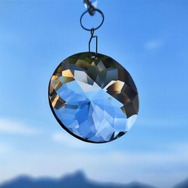 Bauhinia Hanging Crystal Prism Suncatcher Round Window Prism Suncatcher Ornament Glass Pendant Rainbow Maker Chandelier Crystal Pendant for Home Garden Decoration 75 mm