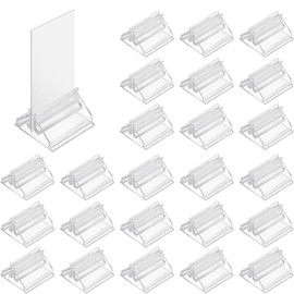 Yuannee Acrylic Card Stands,24 PCS Clear Plastis Card Stands Photo Holders for Tables Anti-Slip Games Piece Holder Table Name Holders Place Cards Holder for Wedding Photos Memos Pictures Display