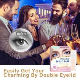 Eyelid Lift Strips, 480Pcs Invisible Eyelid Tape, Instant Double Eyelid Lift for Hooded, Droopy, Uneven, Mono-Eyelids, Durable and Waterproof
