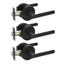 Haidms 3 Packs Matte Black Heavy Duty Door Handle Interior,Privacy Door Lever Handle, Bathroom Door Handles Interior, Modern Bedroom Door Handle