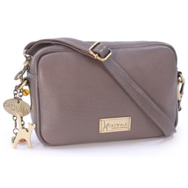 Catwalk Collection Handbags - Ladies Small Leather Cross Body Bag - Women's Messenger Camera Bag - Adjustable Strap - Polly - Grey