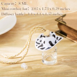 Swiffen 3 Pieces Cowboy Hat Car Air Freshener Hanging Cow Print Diffuser Bottles Western Country Refillable Empty Glass Perfume Bottle Car Interior Rear View Mirror Accessories (White, Spots, Pink)