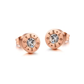 Crystalline Azuria Women Girls 18ct Rose Gold Plated Round White Crystals Circle Stud Earrings