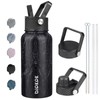 BJPKPK Botellas de Agua Aisladas con Popote y 3 Tapas,