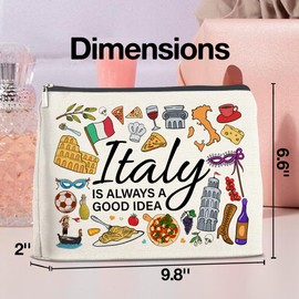 UPNEGE Italy Travel Gifts Makeup Bag Italy Gifts for Women Friends Traveler Cosmetic Bag Italy Lover Gift Italy Is Always a Good Idea Zipper Makeup Pouch