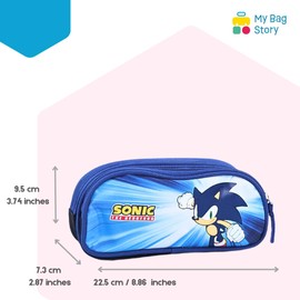 mybagstory Pencil Case - Sonic - Pencil Case with Two Compartments - Kids - School - Nursery - Pencil Case Boys - Size 22.5cm - Gift Idea Sonic Pencil Case 22.5cm Blue Kids, Sonic Pencil Case, 22.5