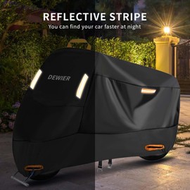 Dewier Outdoor Motorcycle Cover - Storage/Transport/Travel bike - 420D Heavy Duty Oxford Fabric UV snow dust protection - Reflective strip keyhole - for motorcycles electric bicycles ebike
