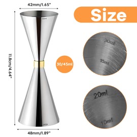 Delgeo Premium Stainless Steel Cocktail Jigger - Accurate Silver Cocktail Measure with Marks for 10/15/20/30/45 ml, Perfect for Professional Bartenders & Home Mixologists