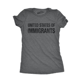 Womens United States of Immigrants Funny Citizen American T Shirt Funny T Shirts Patriotic Tops for Women Cool Political Top Women's Novelty Tees Dark Grey S