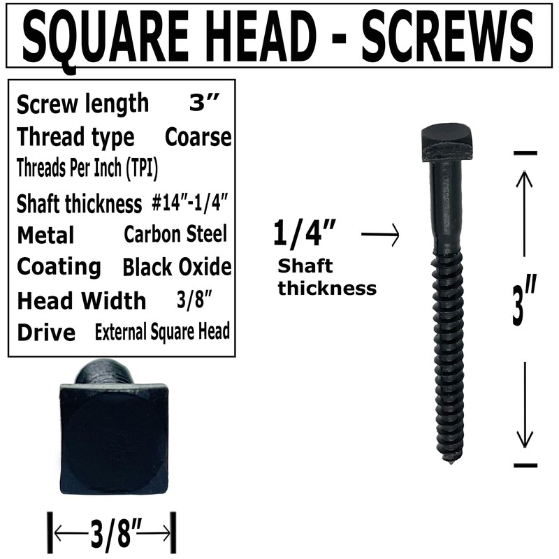 BRAUNY BOY HARDWARE - ¼” x 3” - Rustic Square