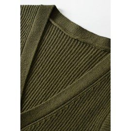 Men's Sweater Vest V-Neck Sleeveless Knitted Cardigan DXL Big and Tall Vest_Olive_Medium