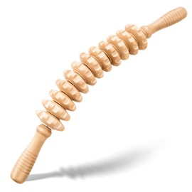 MZDXJ Wooden Cellulite Massage Roller for Legs and Thighs - Handheld Fascia Blaster Tool for Muscle Relief, Lymphatic Drainage & Body Sculpting - Anti Cellulite Massager for Women and Men (12 Wheel)