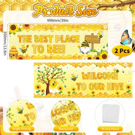 2 Pcs Spring Bee Classroom Decorations Bumble Bee Sunflower Decorations Banner Daisy Flower Sign Classroom Banner Posters Cutouts For Spring Summer Wall Decor