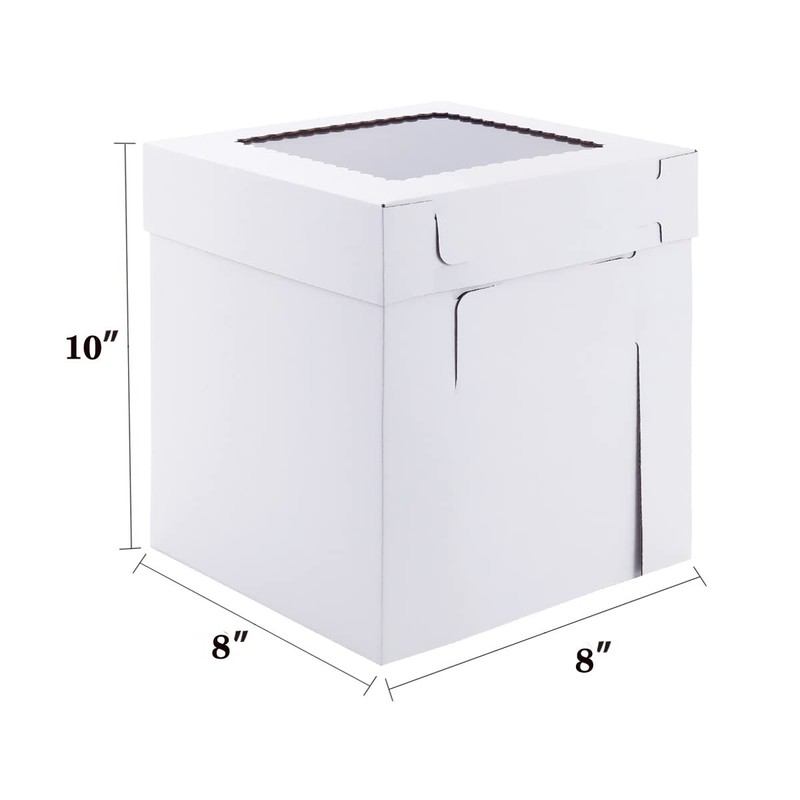 Huoshange Tall Cake Boxes for Tier Cakes,8X8X10 Inch [4Pack ]
