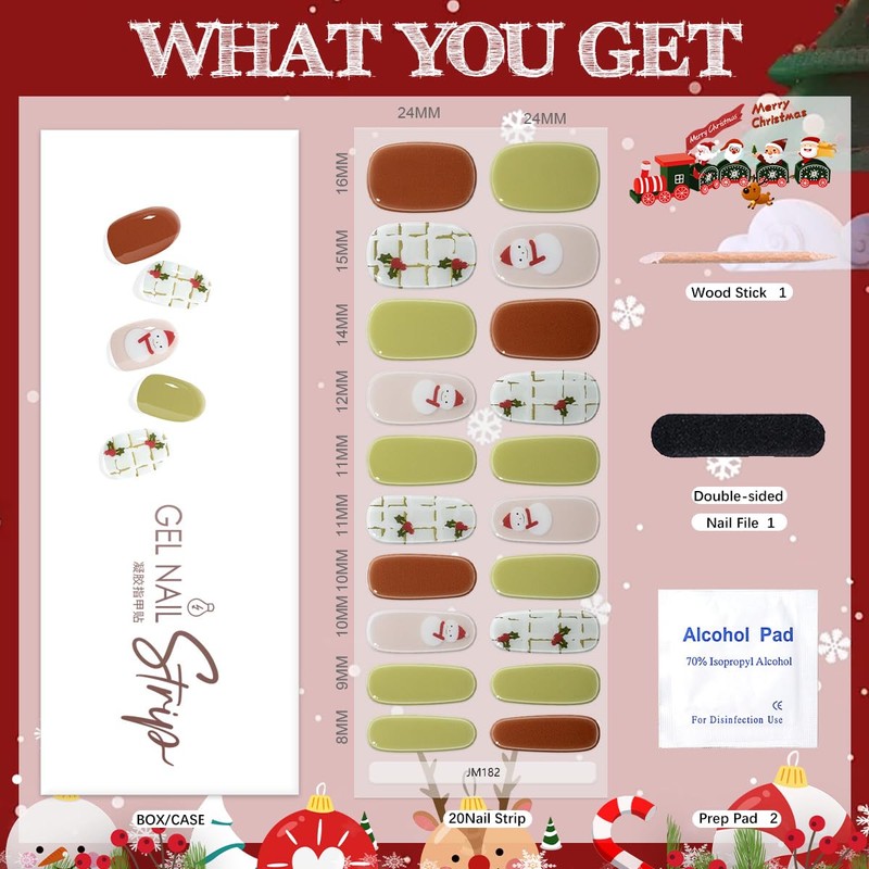 Christmas Semi Cured Gel Nail Strips Long Lasting Nail Wraps