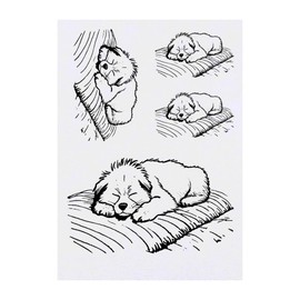4 x 'Dog Sleeping on Blanket' Temporary Tattoos - Water Resistant, Skin-Safe, Non-Toxic Transfers, Mixed Sizes (TO00071350)