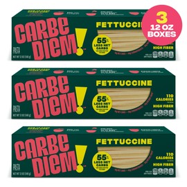 Carbe Diem!, Fettuccine, Lower Net Carb Pasta with Traditional Flavor & Texture, 8 grams of Protein, 55% Fewer Net Carbs & Only 110 Calories Per Serving, Pack of 3
