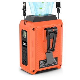 CAZOKASI Wearable Waist Clip Fan with Lighting Desktop Stand 16000rpm Runtime upto 20 hours (5000mAh / Orange)