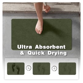Thin Bath Mat, Bathroom Rugs Non Slip Washable, 24x36 Sage Green