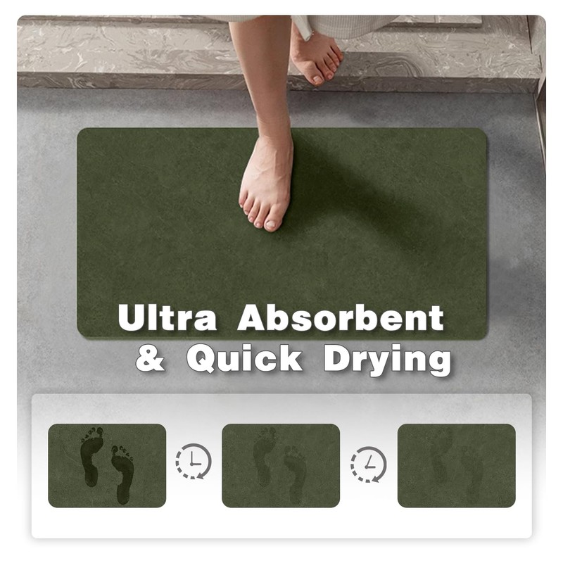 Thin Bath Mat, Bathroom Rugs Non Slip Washable, 24x36 Sage