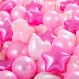STARBOLO Star Ball Pit Balls for Toddlers - 100pcs Crush Proof Plastic Children's Toy Balls Pearl Colors Ocean Balls for Birthday Christmas Parties Games Pool