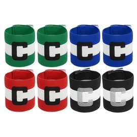 sourcing map Soccer Captain Armband, Captain Arm Bands for Soccer Elastic Captain C Arm Band Sports Captain Armbands for Football Team Training Youth & Adult Green/Red/Black/Blue, Pack of 8